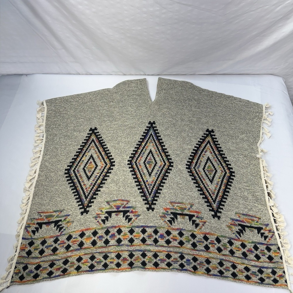 VTG Poncho Gene Accessories One Size Western Rodeo Aztec Cowgirl Tassel Fringe - Picture 5 of 9